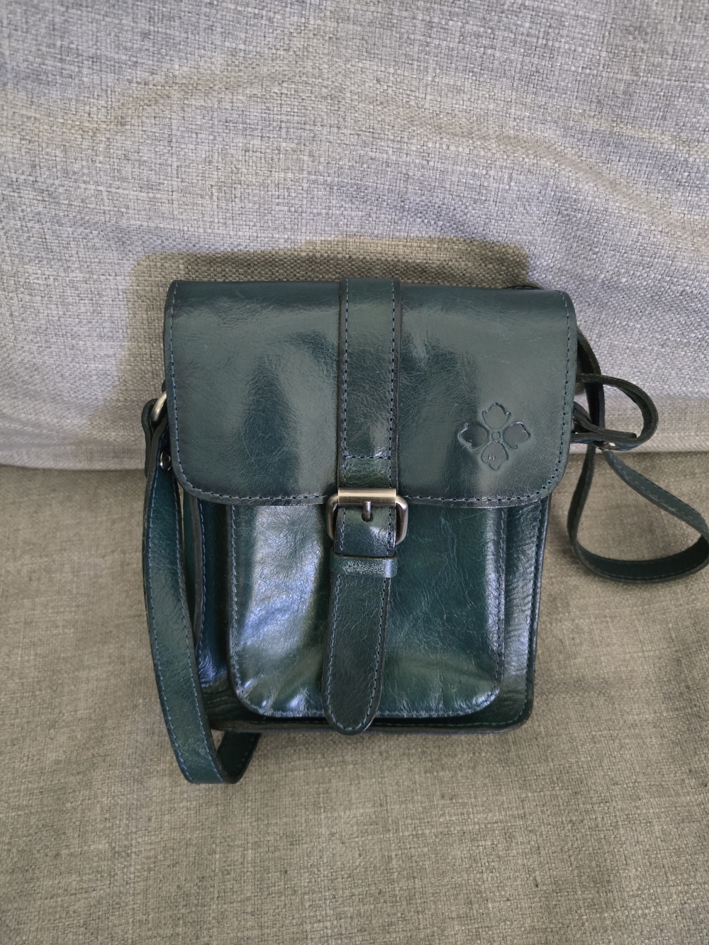 Patricia Nash Deep Teal Leather Crossbody Bag with Buckle Flap